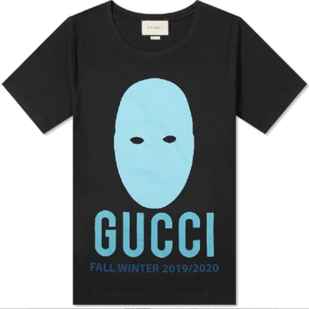NWT Gucci Manifesto Mask Print Oversized Cotton T-Shirt In Black Size L